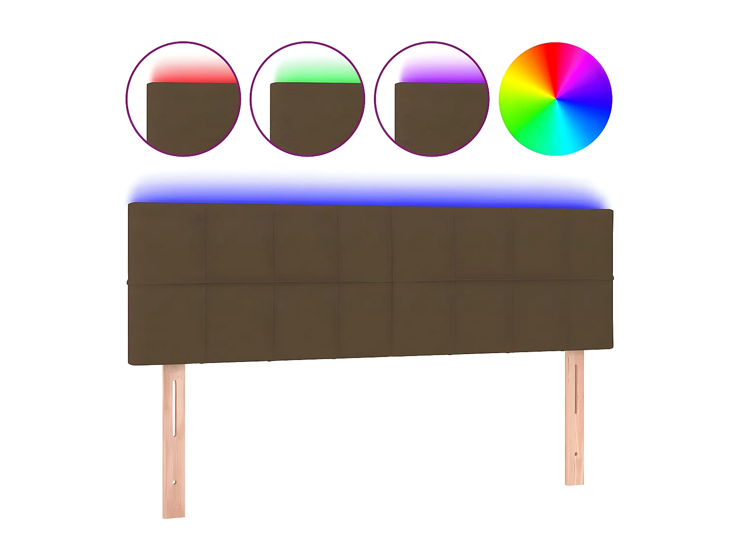 Tête de lit à LED Marron Foncé 144x5x78/88 cm Tissu POI94649 BonneVie Meuble