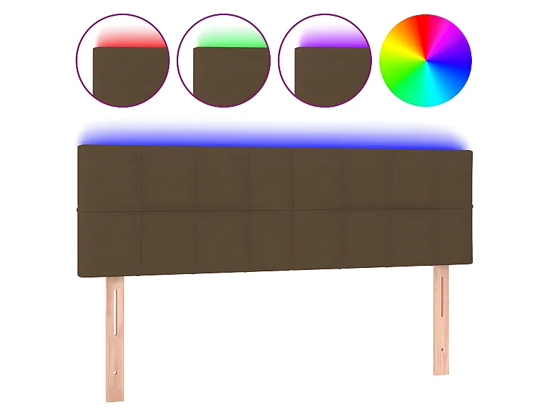 Tête de lit à LED Marron Foncé 144x5x78/88 cm Tissu POI94649 BonneVie Meuble