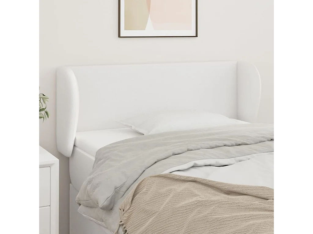 Cabecero de cuero sintético blanco 83x23x78/88 cm ES42861