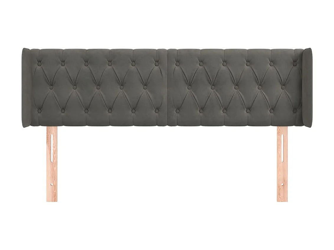 Tête de lit avec oreilles Gris foncé 163x16x78/88 cm Velours POI21390 BonneVie Meuble