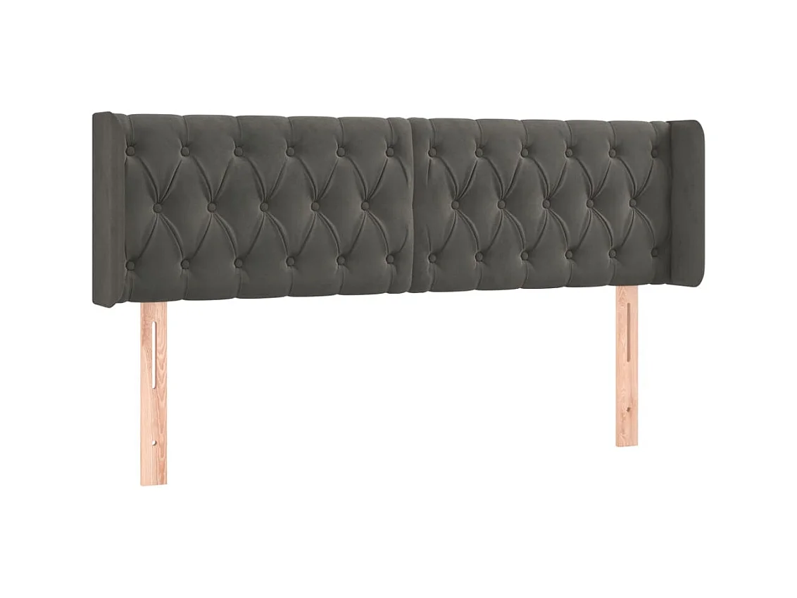 Testiera | Testata del letto ad Orecchio Grigio Scuro 163x16x78/88 cm in Velluto