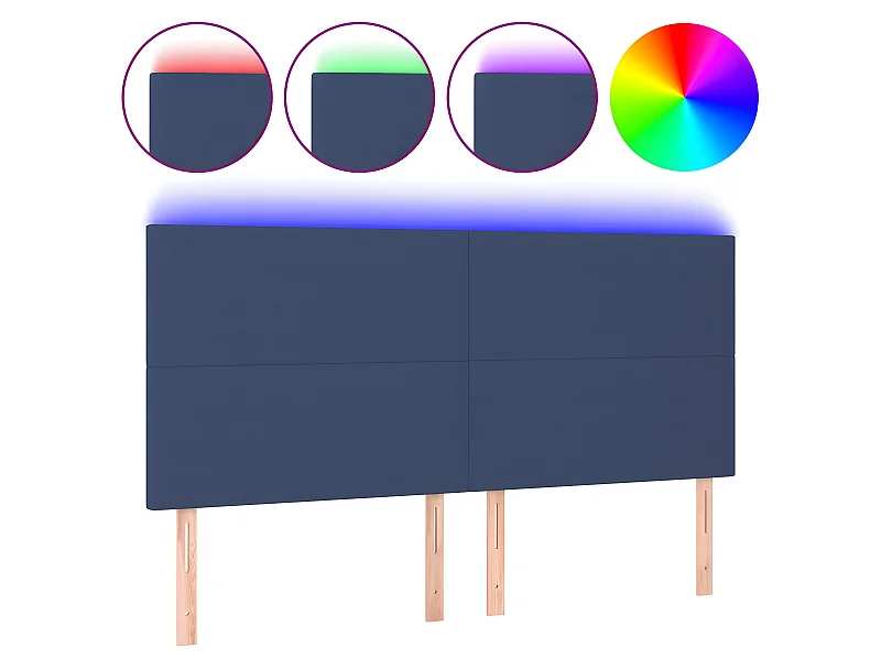 Cabeceira de cama c/ luzes LED tecido 200x5x118/128 cm azul PT314589