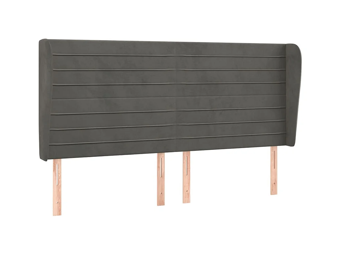 Hoofdbord met randen 203x23x118/128 cm fluweel donkergrijs NL201675