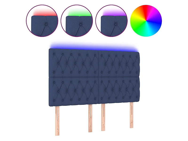 Tête de lit à LED Bleu 144x7x118/128 cm Tissu POI10880 BonneVie Meuble