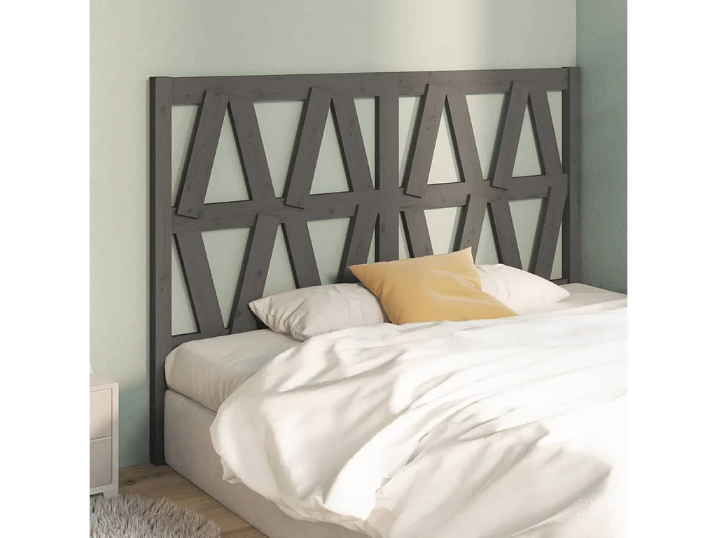 Tête de lit Gris 126x4x100 cm Bois massif de pin POI89512 BonneVie Meuble