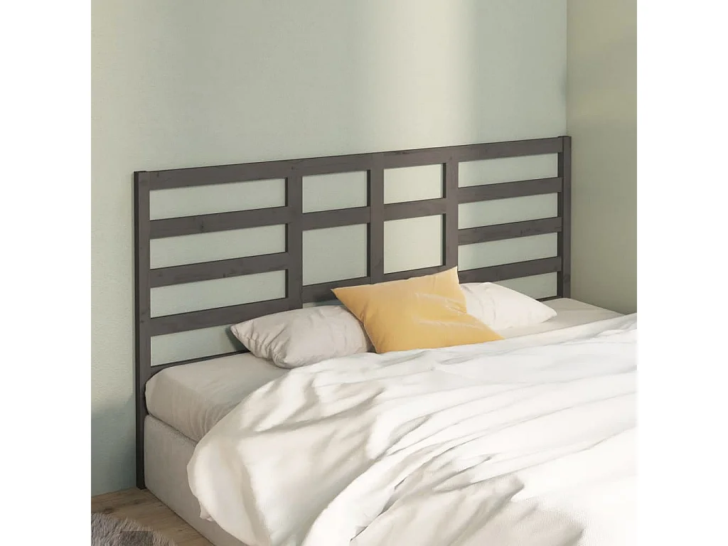 Testiera | Testata del letto Letto Grigia 186x4x104cm in Legno Massello di Pino