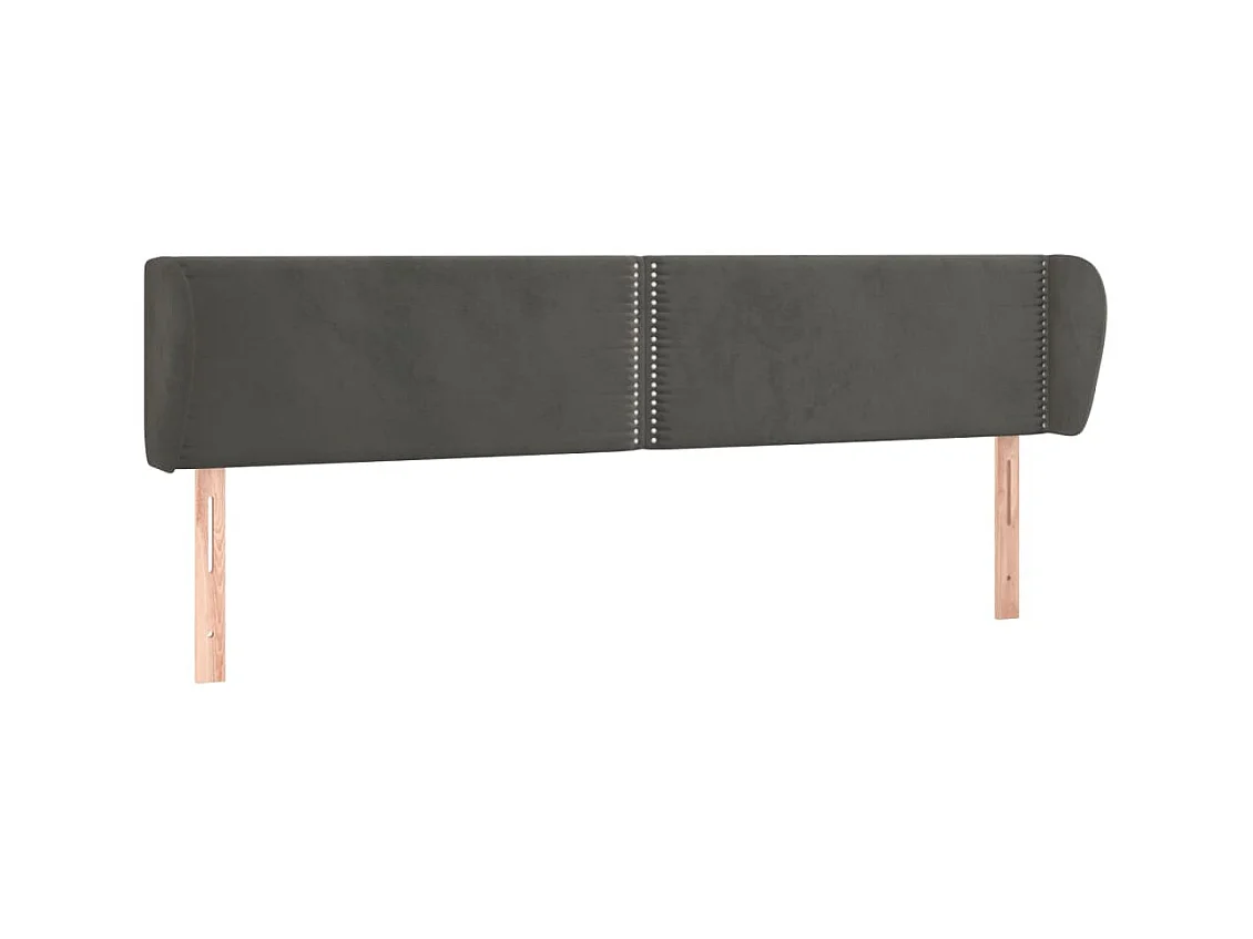 Tête de lit avec oreilles Gris foncé 203x23x78/88 cm Velours POI24841 BonneVie Meuble