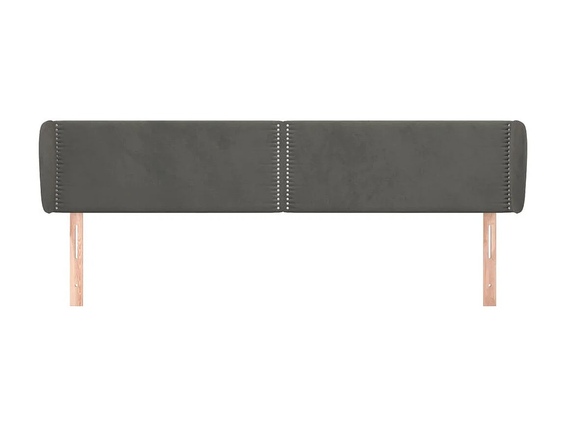 Tête de lit avec oreilles Gris foncé 203x23x78/88 cm Velours POI24841 BonneVie Meuble