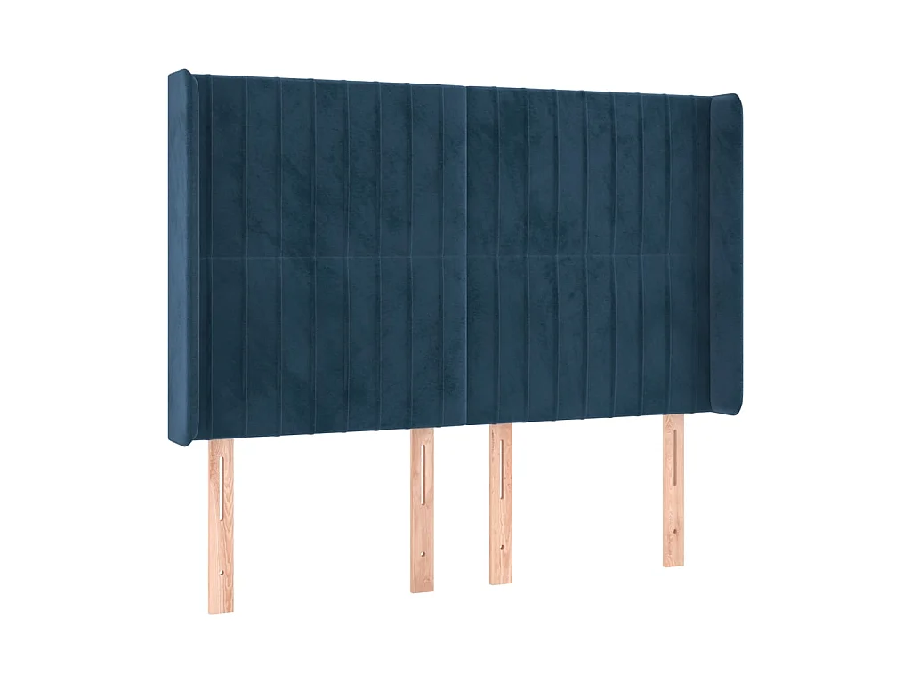 Tête de lit avec oreilles Bleu foncé 147x16x118/128 cm Velours POI21522 BonneVie Meuble