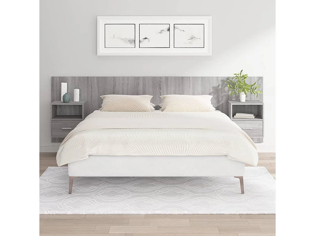 Tête de lit avec armoires sonoma gris Bois d'ingénierie POI69423 BonneVie Meuble