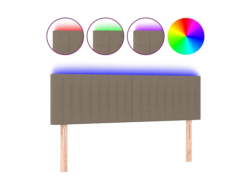 Testiera | Testata del letto a LED Tortora 144x5x78/88 cm in Tessuto