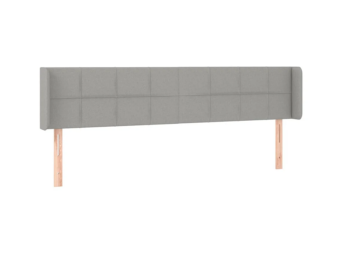 Testiera | Testata del letto ad Orecchio Grigio Chiaro 183x16x78/88 cm in Tessuto