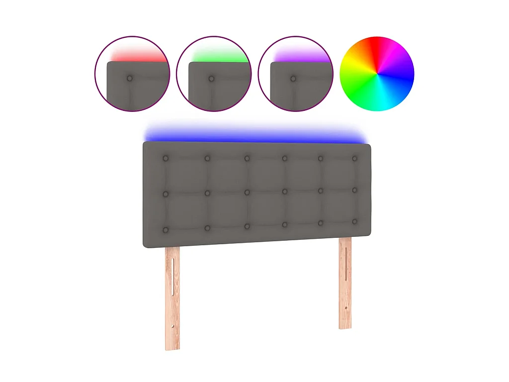 Tête de lit à LED Gris 90x5x78/88 cm Similicuir POI47123 BonneVie Meuble