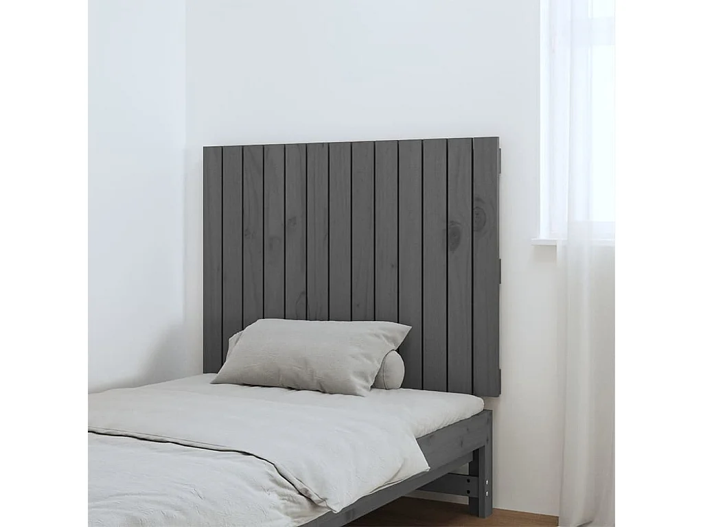 Tête de lit murale Gris 82,5x3x60 cm Bois massif de pin POI37989 BonneVie Meuble