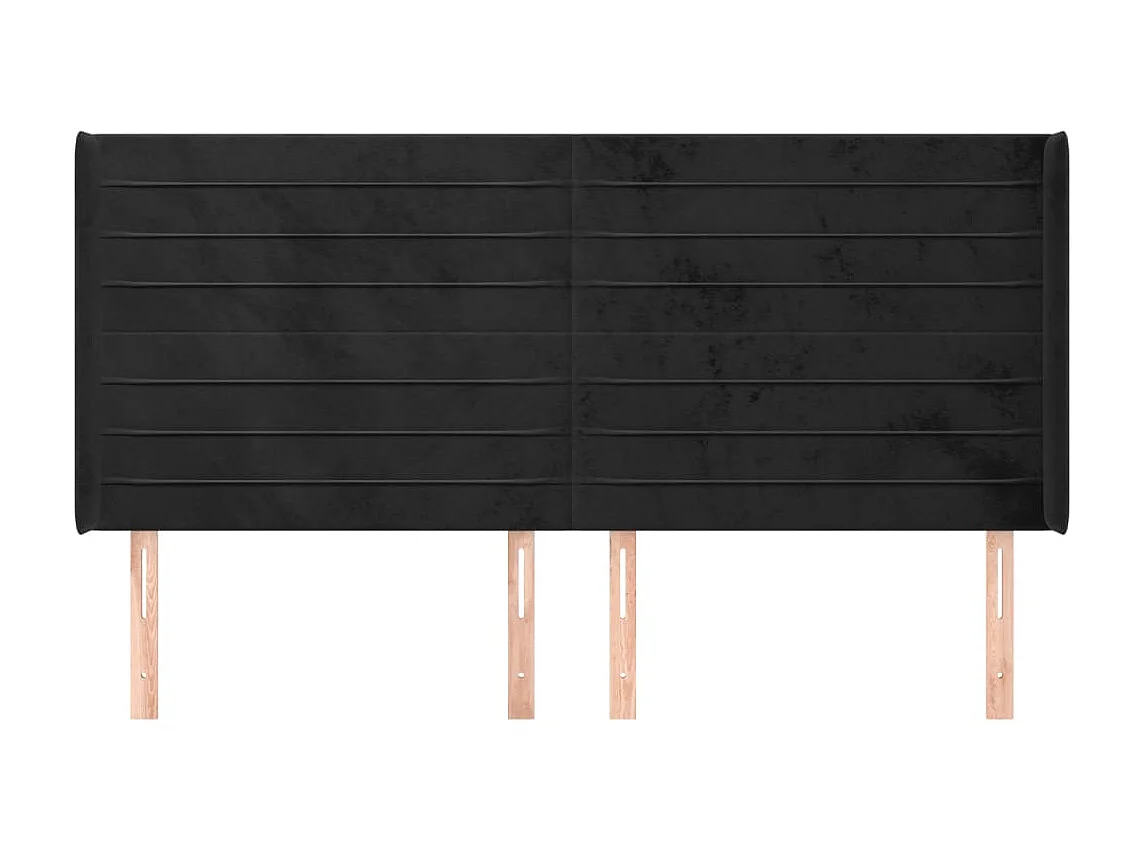 Cabecero con orejas de terciopelo negro 203x16x118/128 cm ES89541