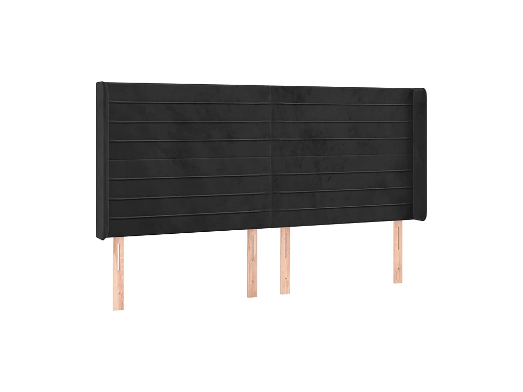Testiera | Testata del letto ad Orecchio Nera 203x16x118/128 cm in Velluto