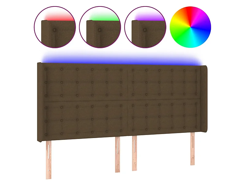 Cabecero con LED de tela marrón oscuro 163x16x118/128 cm ES81128