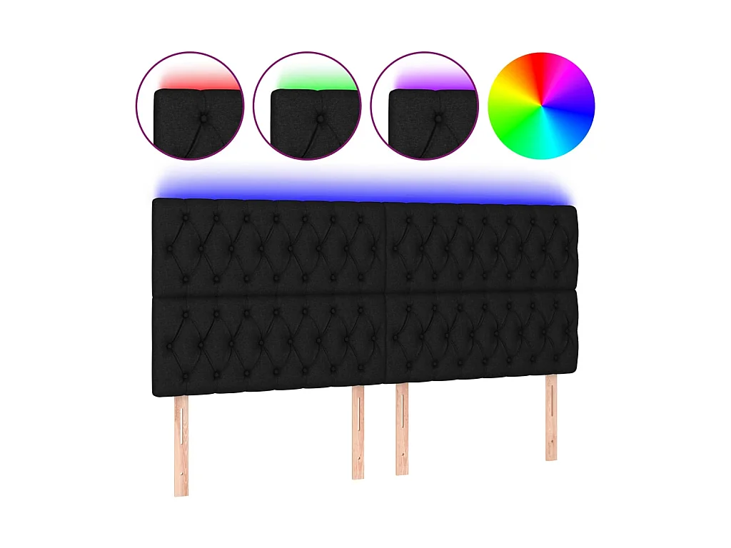 Tête de lit à LED Noir 180x7x118/128 cm Tissu POI24034 BonneVie Meuble