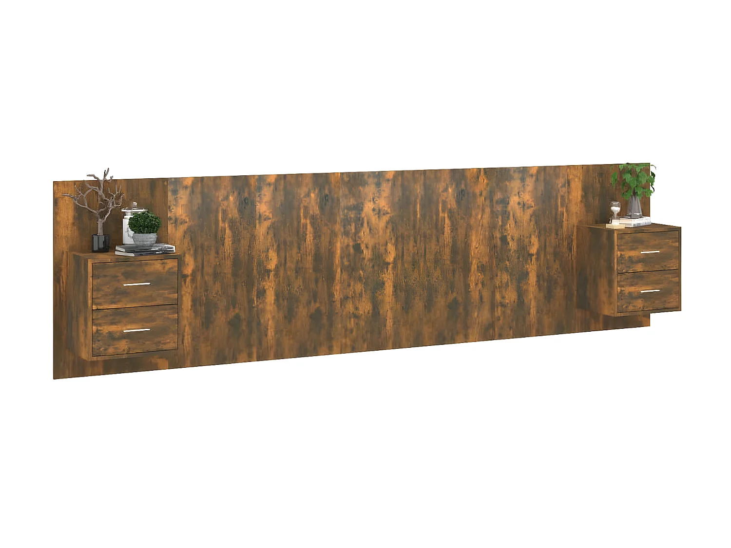 Hoofdbord met kastjes bewerkt hout gerookt eikenkleurig NL401736