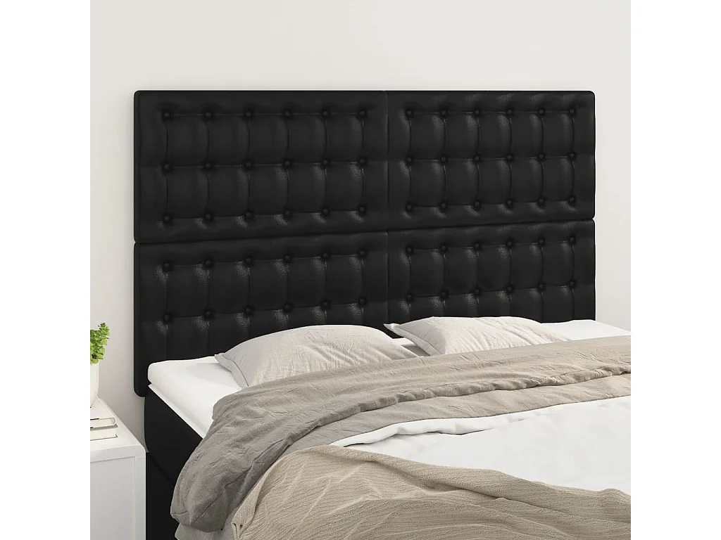 Têtes de lit 4 pcs Noir 72x5x78/88 cm Similicuir POI32495 BonneVie Meuble
