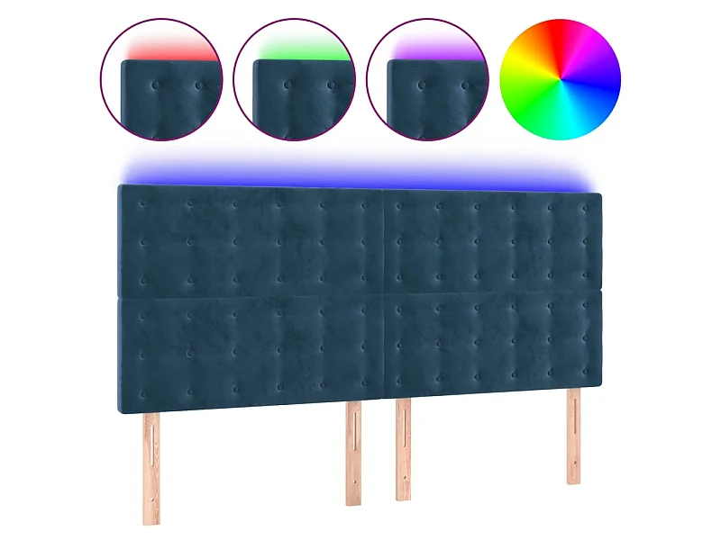 Testiera a LED Blu Scuro 200x5x118/128 cm in Velluto CFW191346