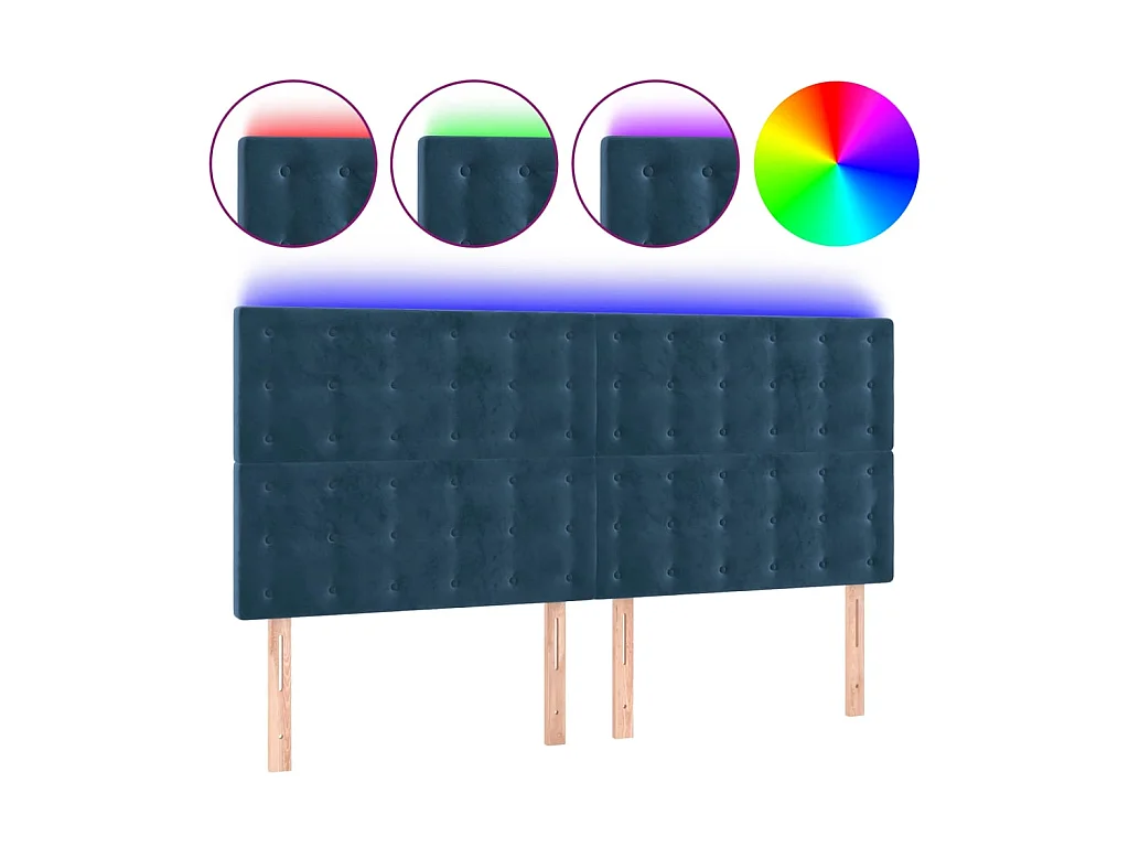 Tête de lit à LED Bleu foncé 200x5x118,128 cm Velours LKC28236 BonneVie Meuble