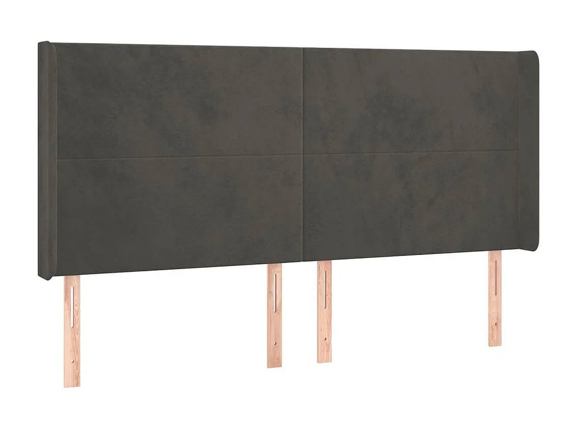 Tête de lit à LED Gris foncé 203x16x118/128 cm Velours POI45557 BonneVie Meuble