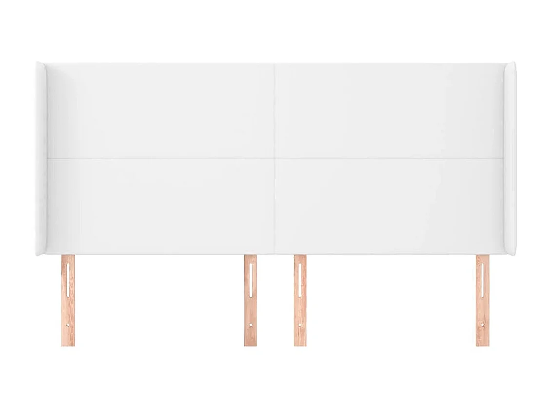 Cabecero con orejas cuero sintético blanco 183x23x118/128cm ES67713