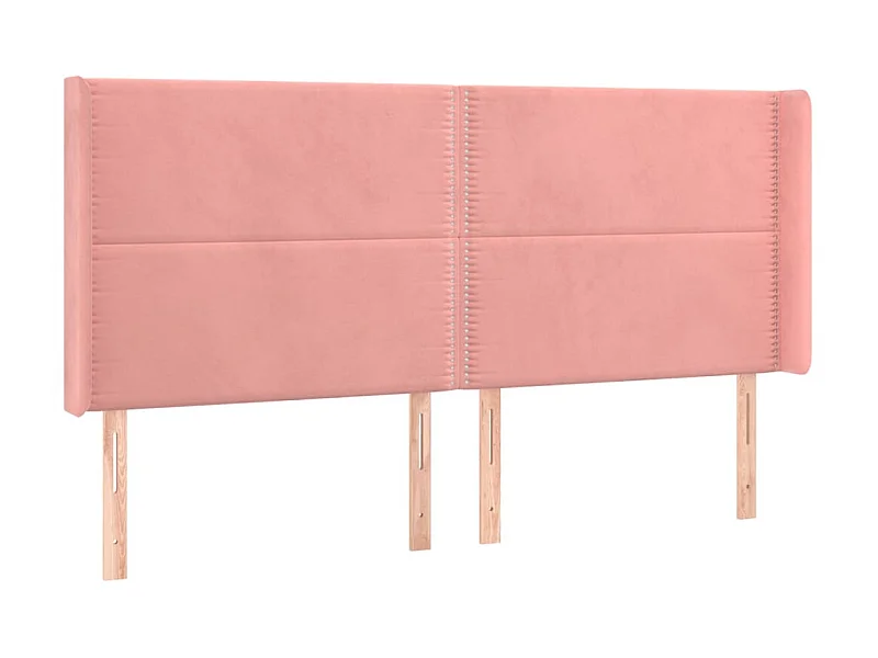 Tête de lit avec oreilles Rose 183x16x118/128 cm Velours POI55010 BonneVie Meuble