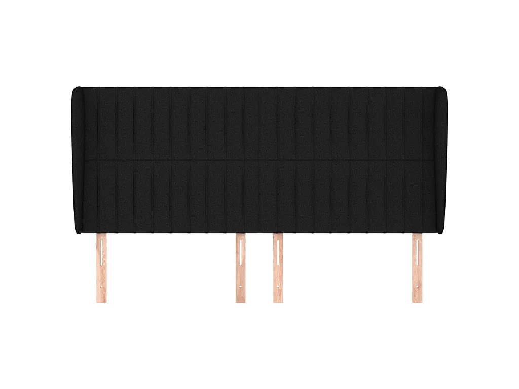 Tête de lit avec oreilles Noir 163x23x118/128 cm Tissu POI23016 BonneVie Meuble