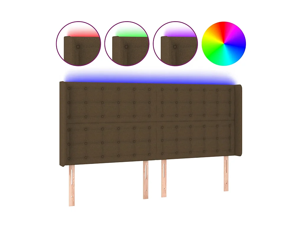 Testiera a LED Marrone Scuro 183x16x118/128 cm in Tessuto CFW906912