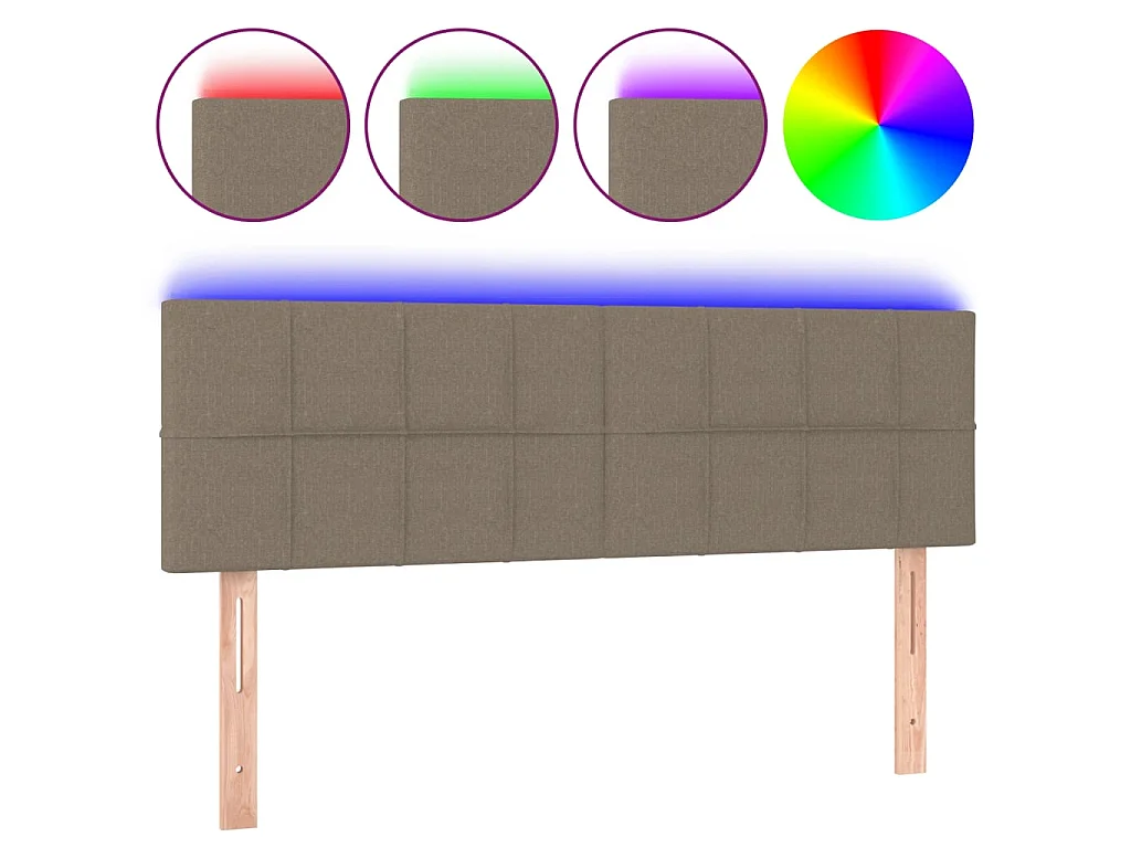 Tête de lit à LED Taupe 144x5x78/88 cm Tissu POI12023 BonneVie Meuble