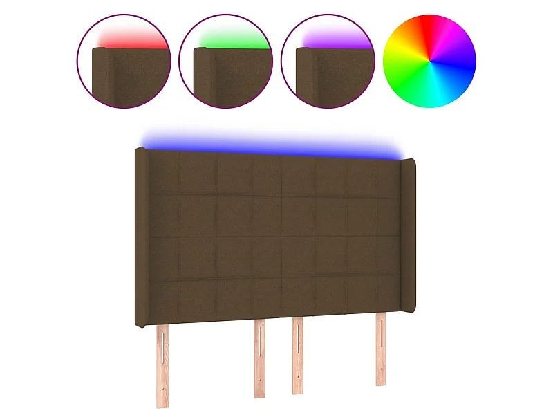 LED Kopfteil,Bettkopfteil Dunkelbraun 147x16x118/128 cm Stoff -gkd315724
