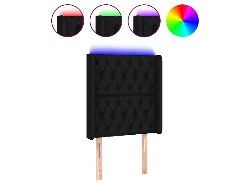 Testiera | Testata del letto a LED Nera 83x16x118/128 cm in Tessuto