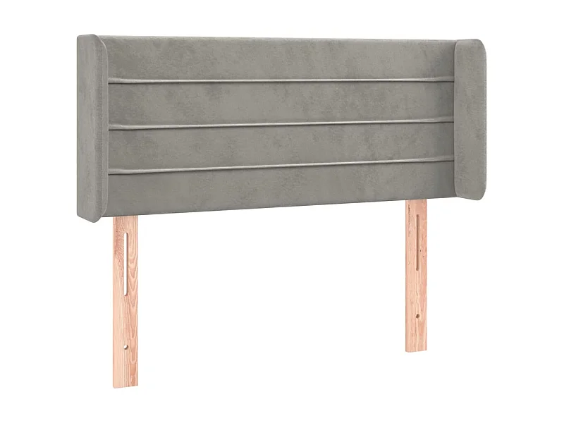 Tête de lit avec oreilles Gris clair 93x16x78/88 cm Velours POI44306 BonneVie Meuble
