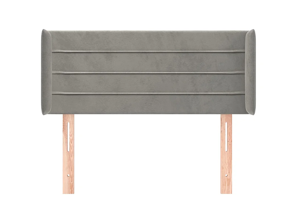Cabeceira de cama c/ abas veludo 93x16x78/88 cm cinzento-claro PT894478