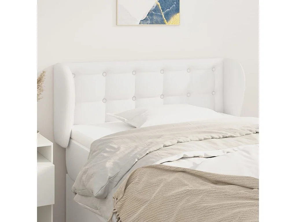 Cabeceira de cama c/ abas couro artificial 93x23x78/88cm branco PT836115