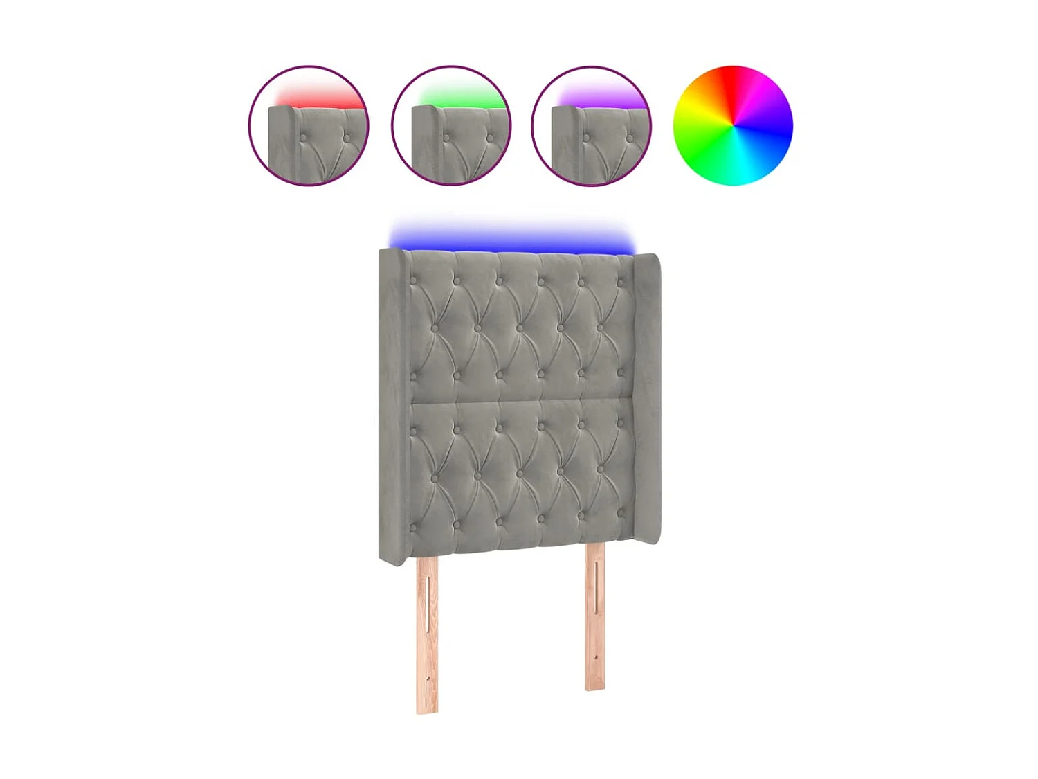 Tête de lit à LED Gris clair 83x16x118/128 cm Velours POI31424 BonneVie Meuble