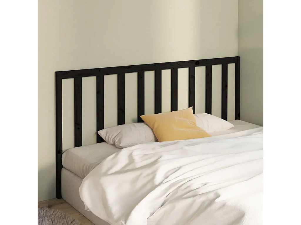 Cabeceira de cama 206x4x100 cm pinho maciço preto PT418932