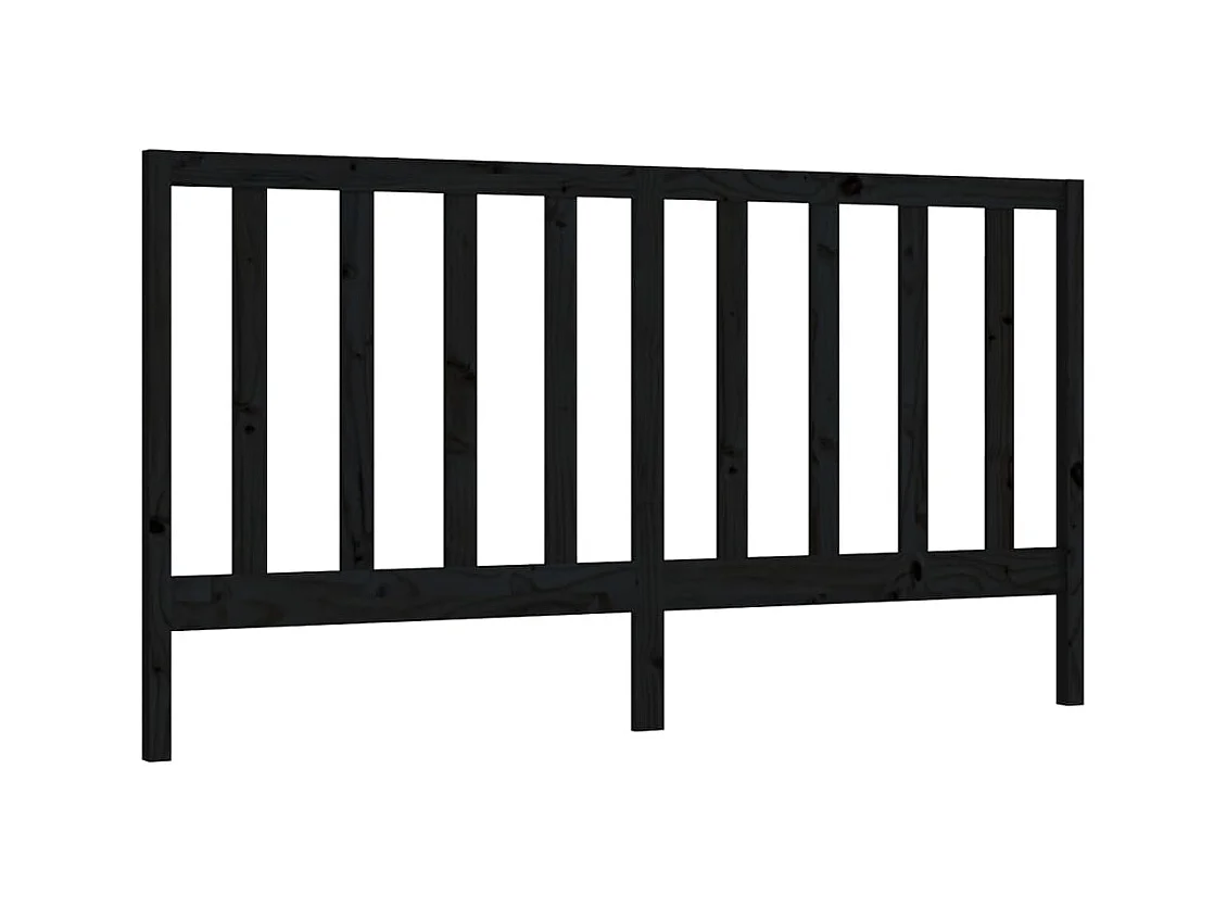 Tête de lit Noir 206x4x100 cm Bois massif de pin POI38970 BonneVie Meuble