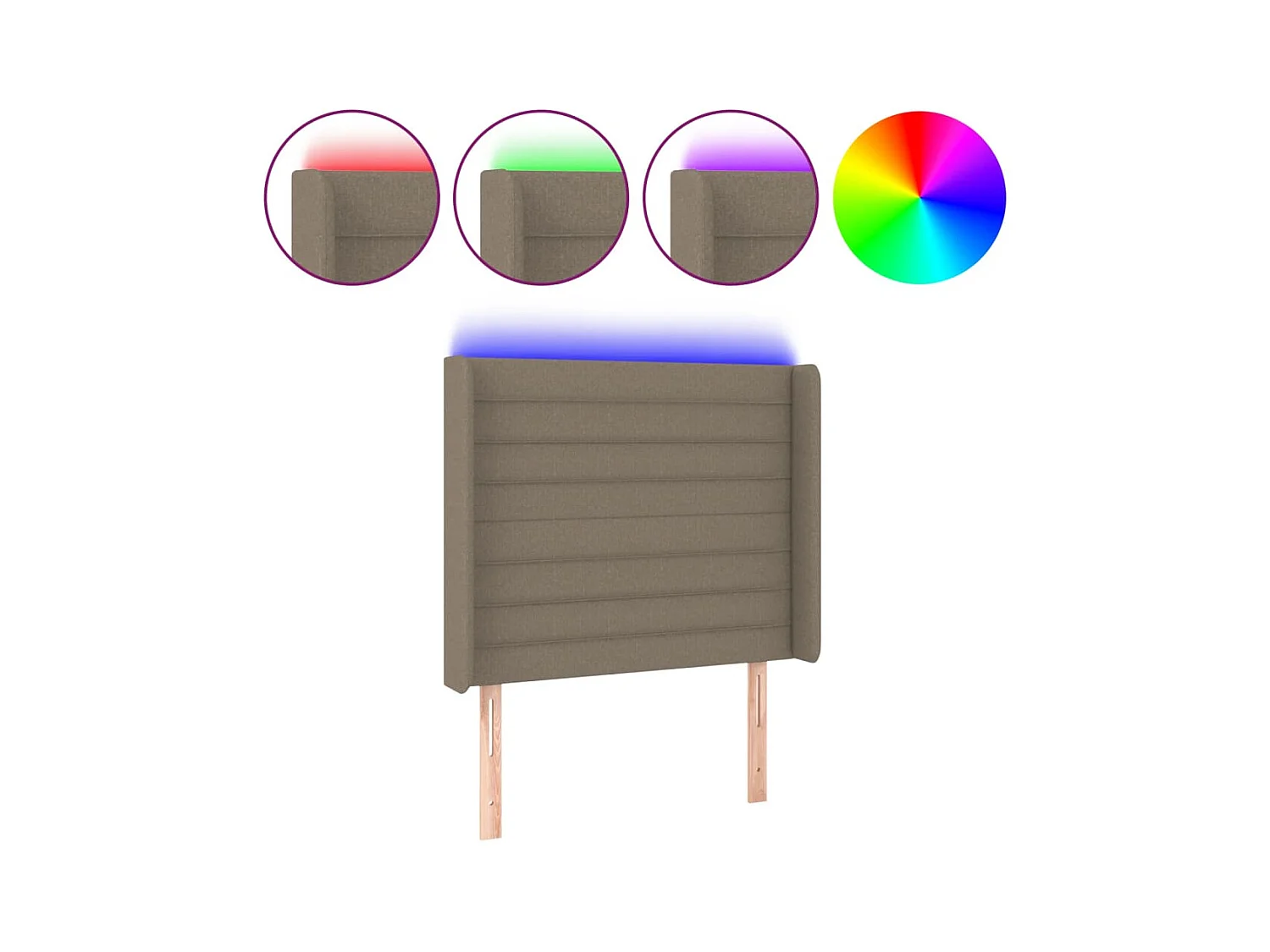 Tête de lit à LED Taupe 83x16x118/128 cm Tissu POI86990 BonneVie Meuble