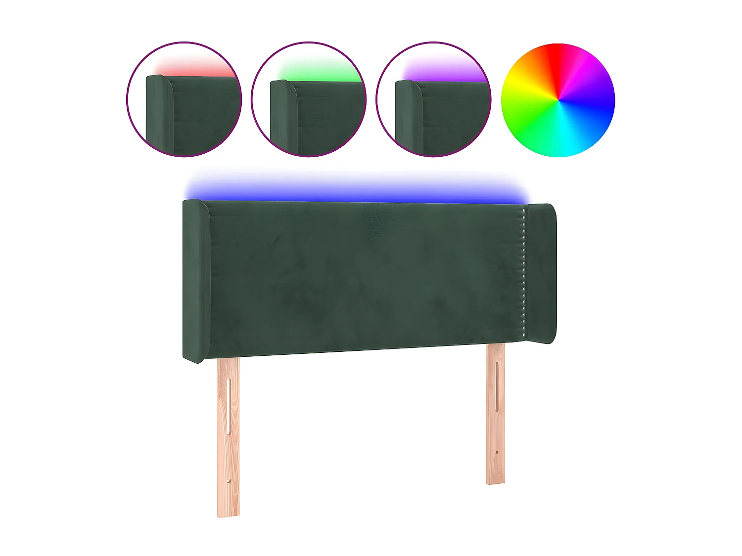 Tête de lit à LED Vert foncé 103x16x78,88 cm Velours LKC79205 BonneVie Meuble