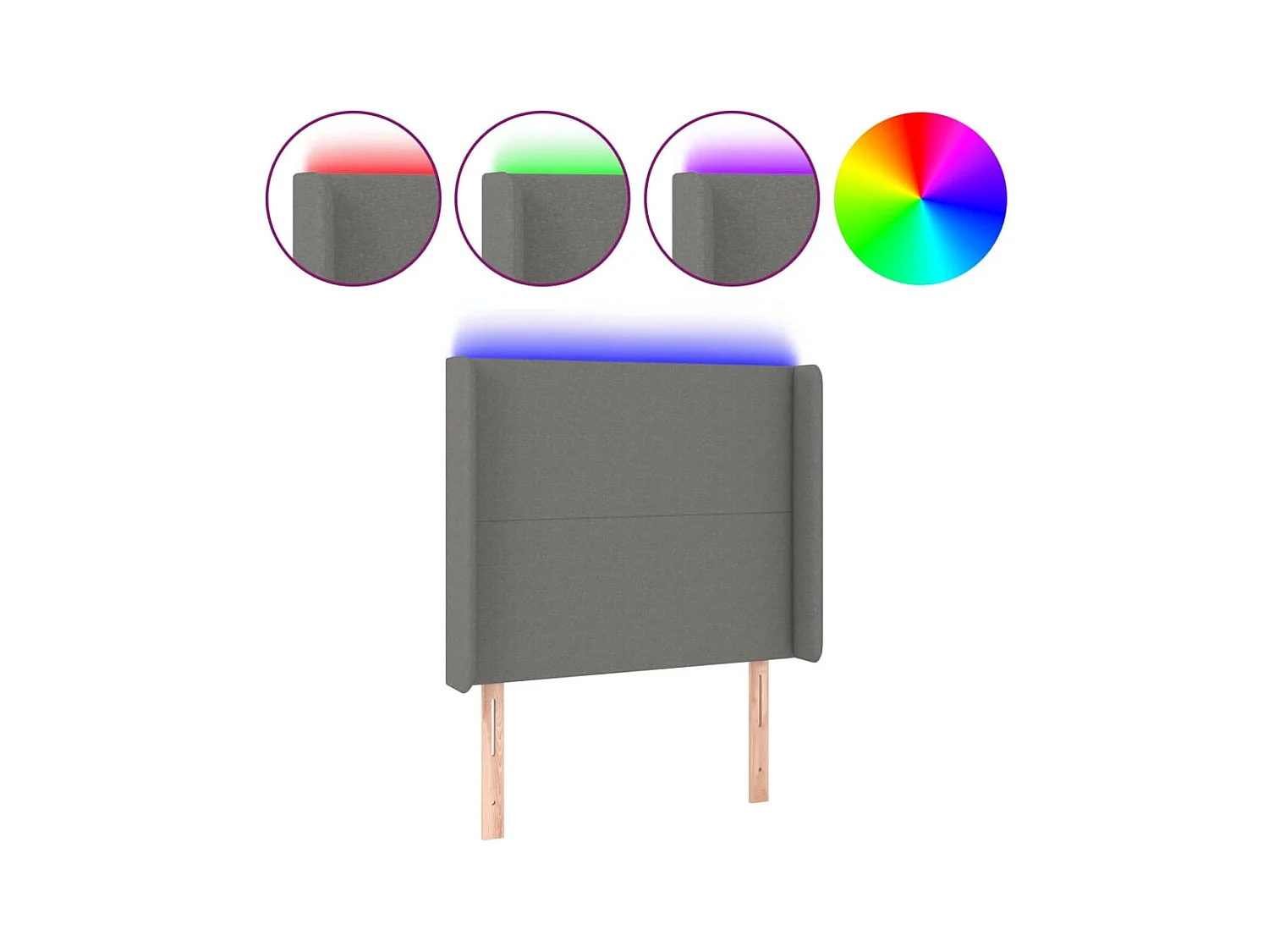 Tête de lit à LED Gris foncé 83x16x118/128 cm Tissu POI81861 BonneVie Meuble