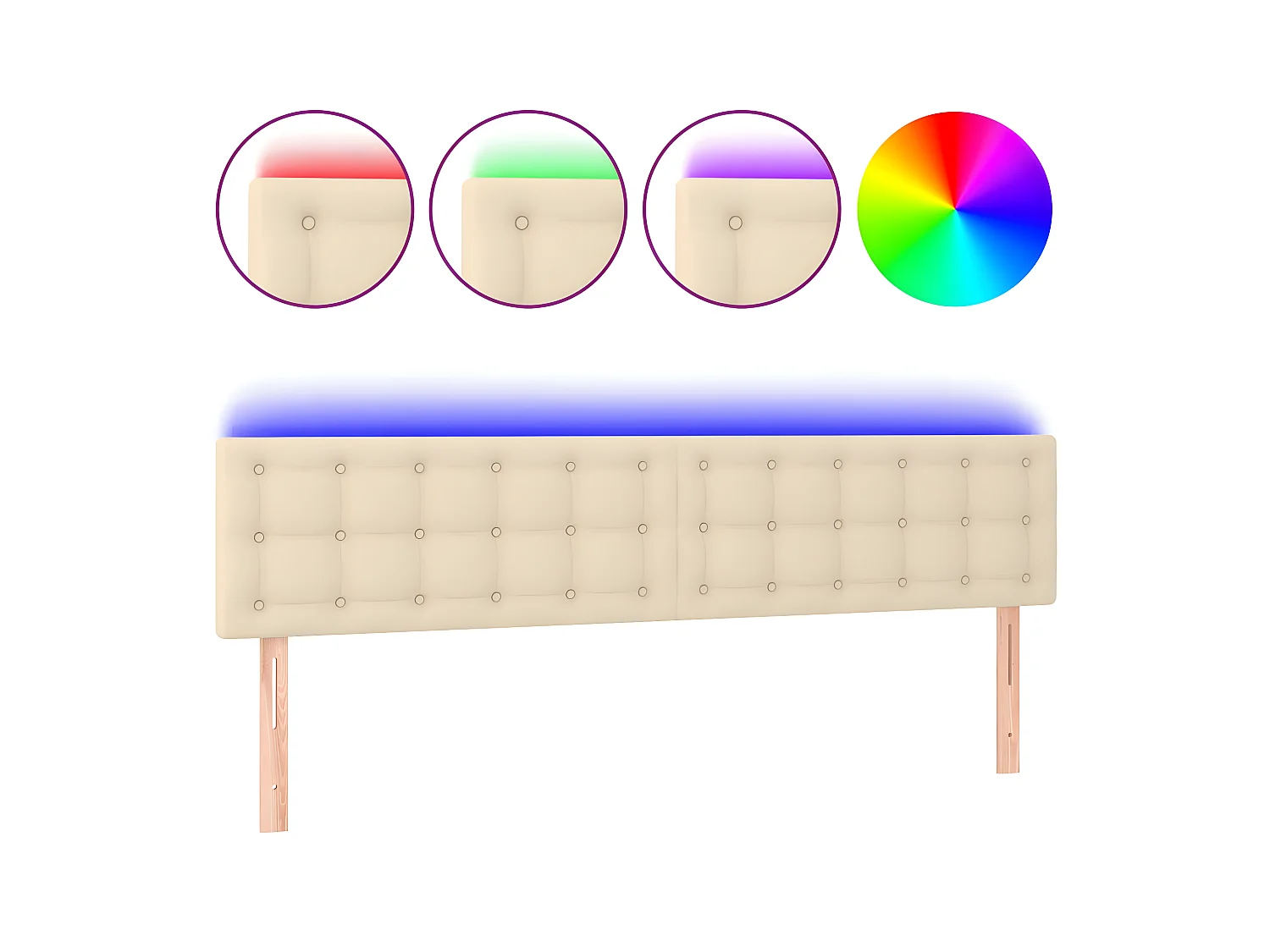 Tête de lit à LED Crème 180x5x78,88 cm Tissu LWE12104 BonneVie Meuble