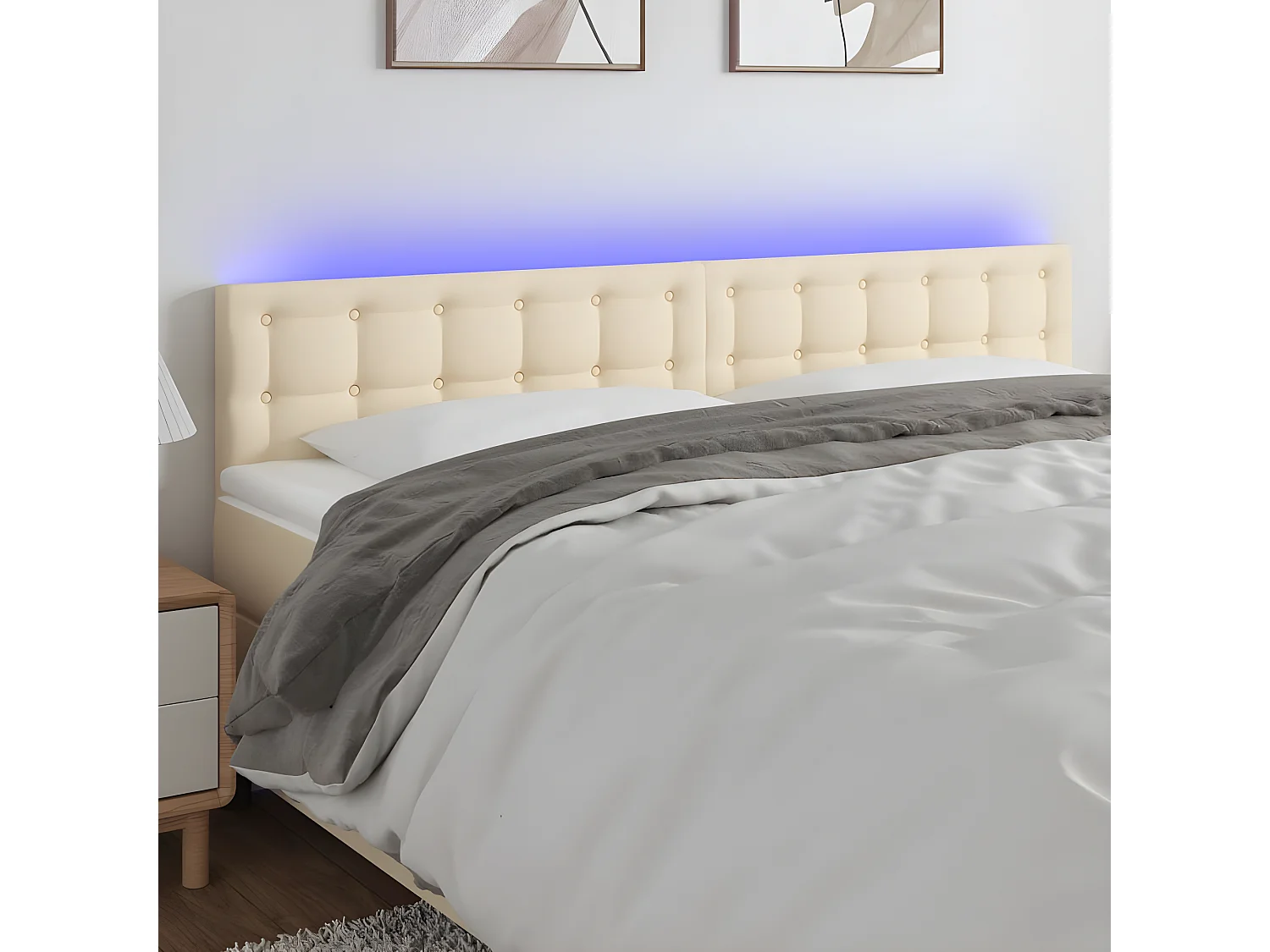 Tête de lit à LED Crème 180x5x78,88 cm Tissu LWE12104 BonneVie Meuble