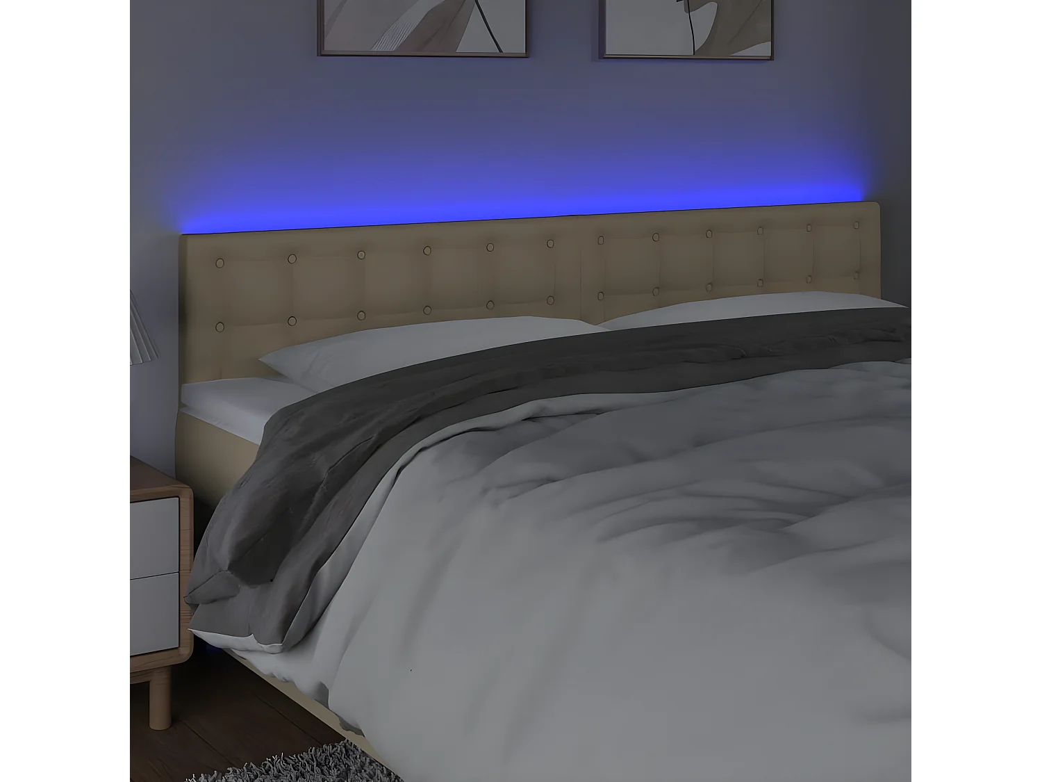 Tête de lit à LED Crème 180x5x78,88 cm Tissu LWE12104 BonneVie Meuble
