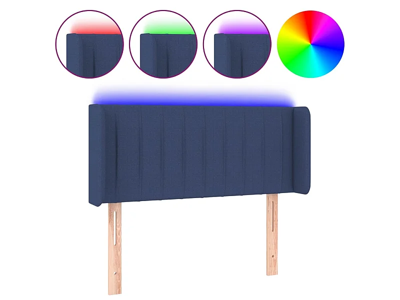 Cabeceira de cama c/ luzes LED tecido 93x16x78/88 cm azul PT759933