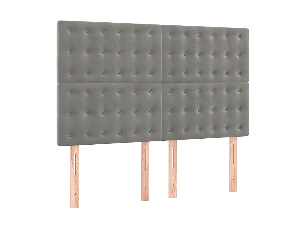 Têtes de lit 4 pcs Gris clair 72x5x78/88 cm Velours POI22290 BonneVie Meuble