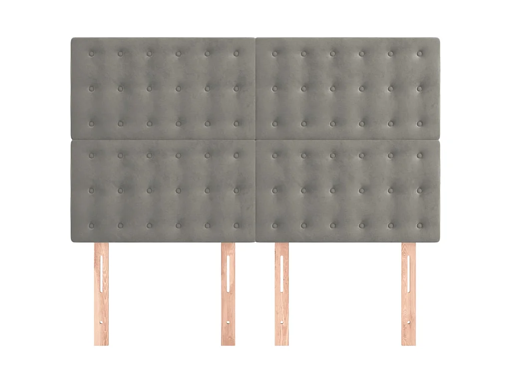 Têtes de lit 4 pcs Gris clair 72x5x78/88 cm Velours POI22290 BonneVie Meuble