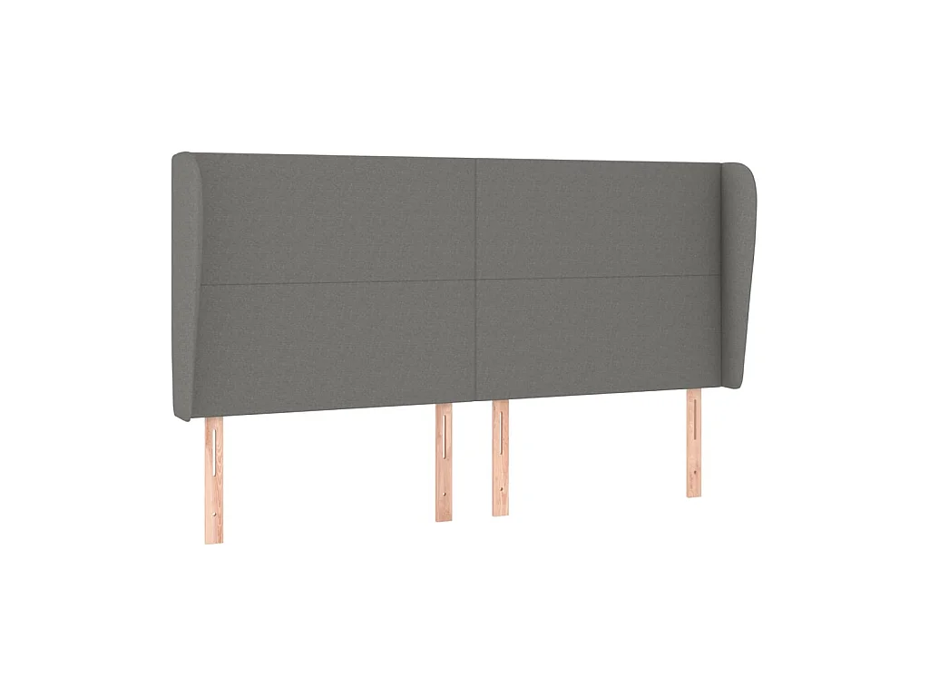 Tête de lit avec oreilles Gris foncé 163x23x118/128 cm Tissu POI75272 BonneVie Meuble